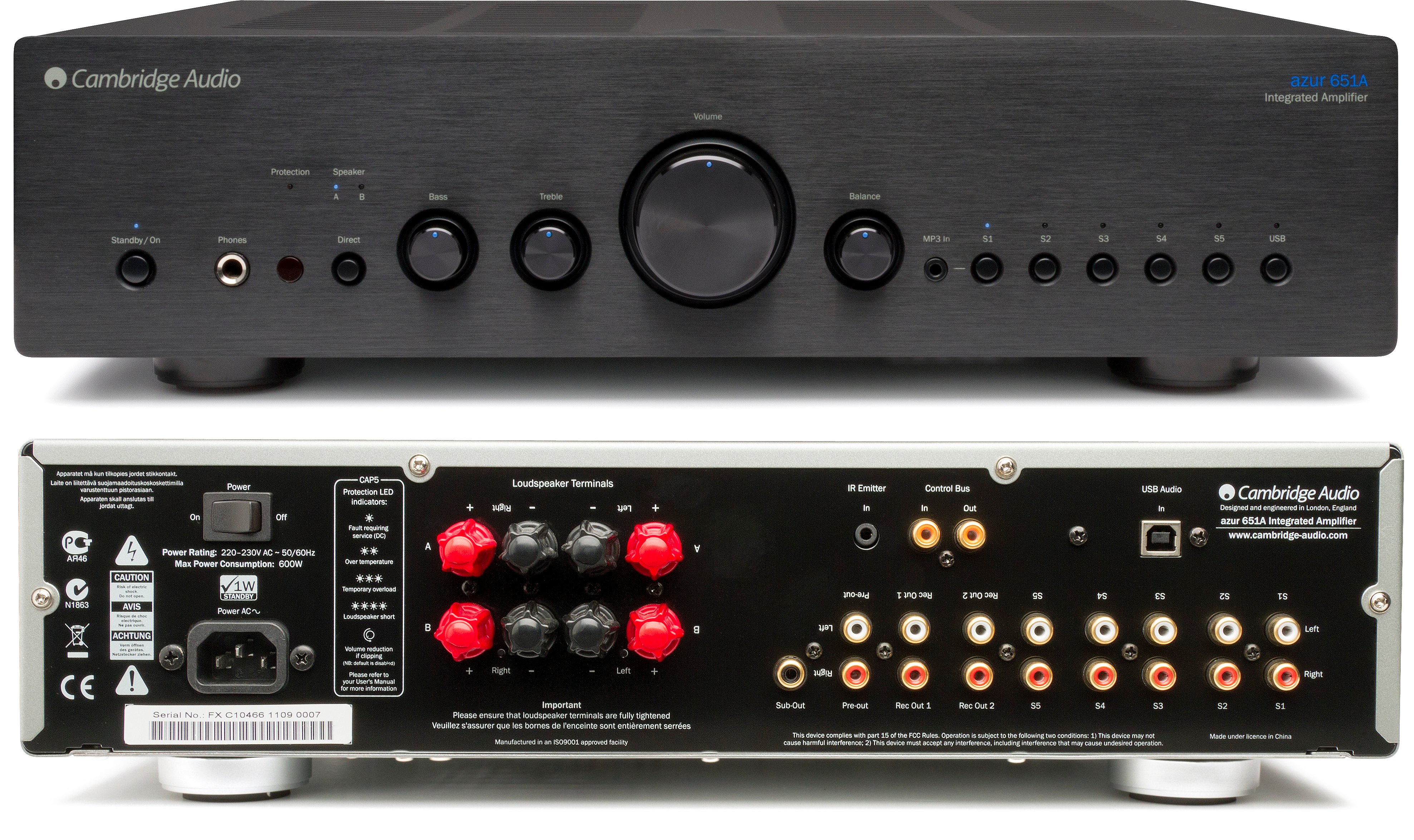 CAMBRIDGE AUDIO AZUR 651A Black Stereo Amplifier 2.1 Channel With USB